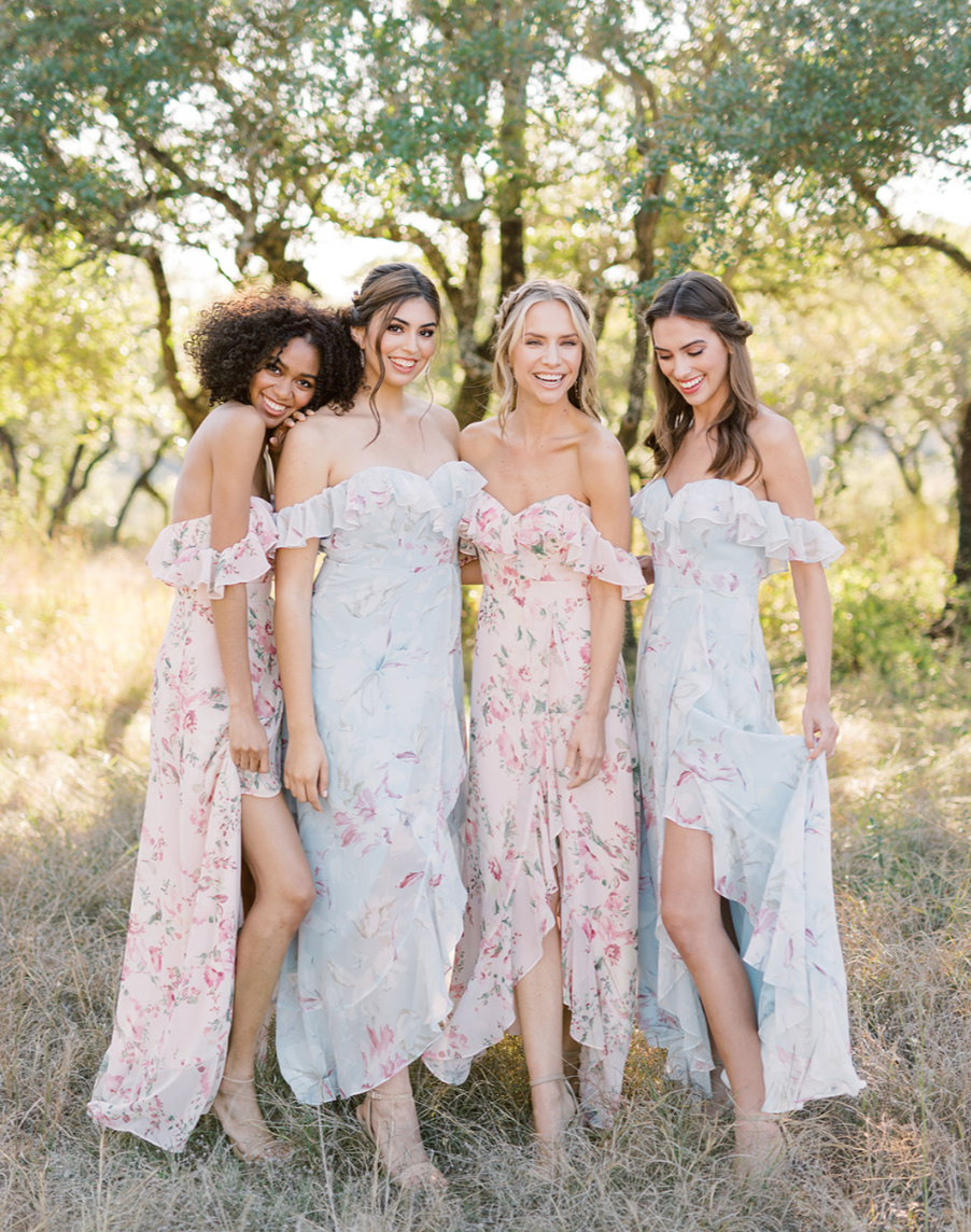 floral print bridesmaid dresses